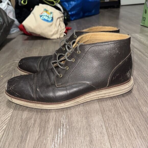 Cole Haan Grand OS Chukka Boots Men's 11M Brown Pebbled Leather Cap Toe Comfort - Picture 3 of 7